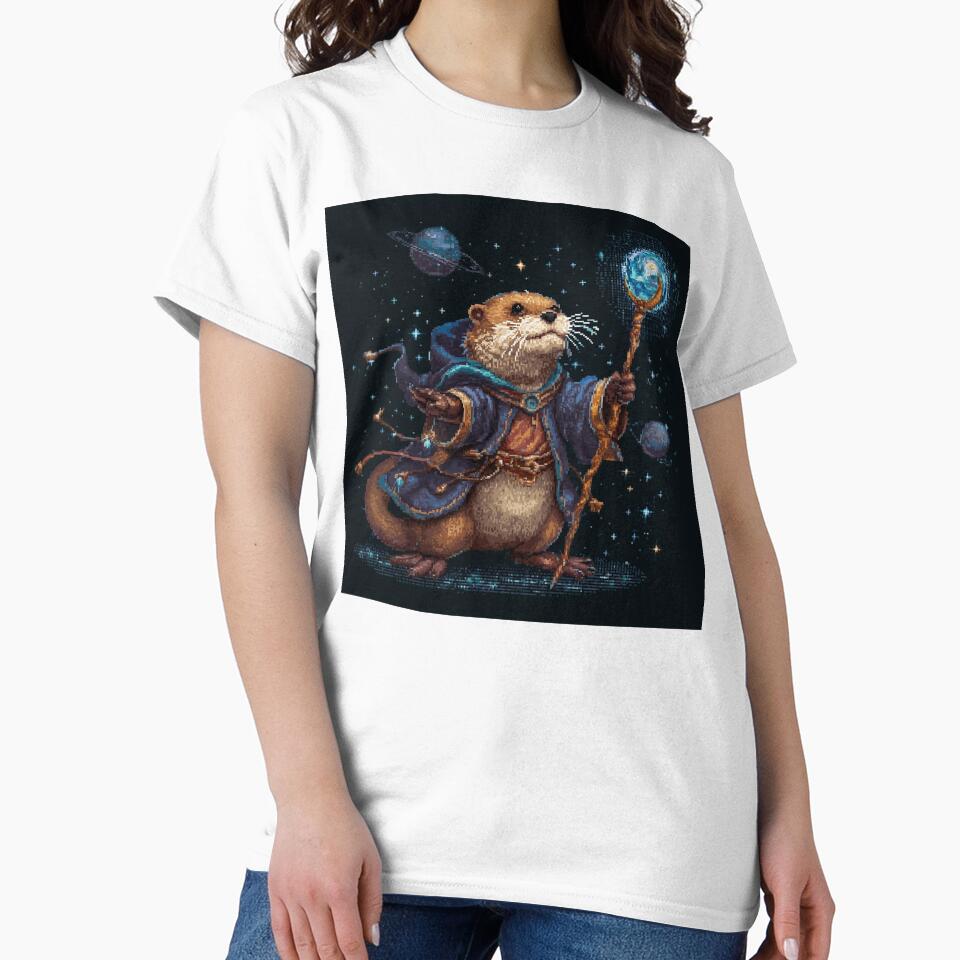 Otter Wizard Pixel Art by Kaos-Bit Unisex , , , Long Sleeve Tee