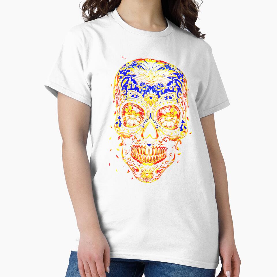 Psychedelic colored skull with flowers as eyes by Vindbult