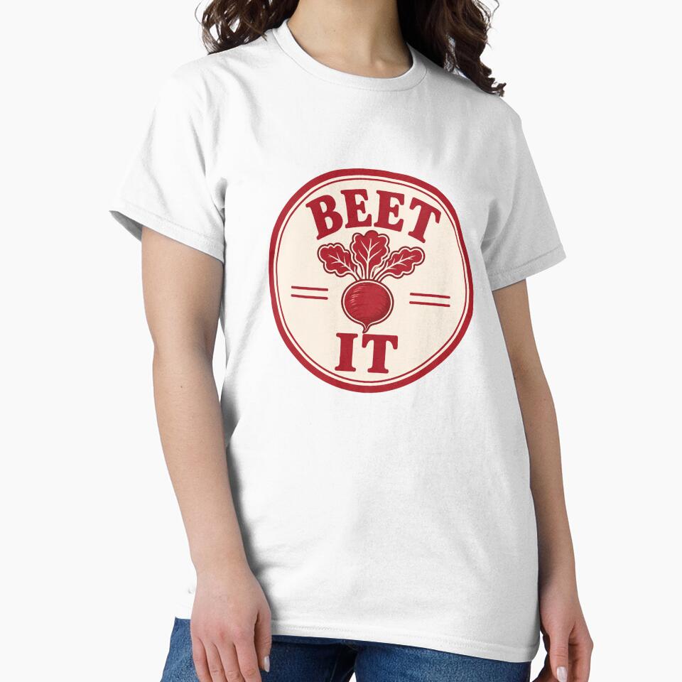 Beet It Funny Food Pun Badge by EastEndTownie Unisex , , , Long Sleeve Tee