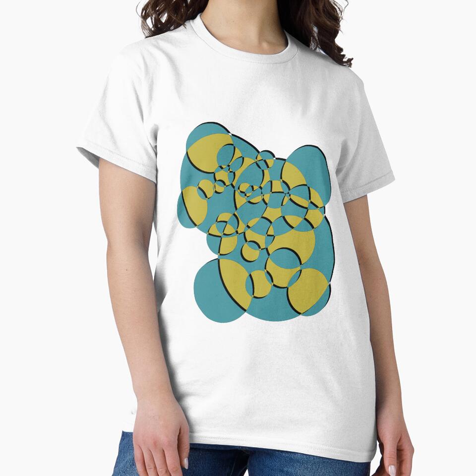 Overlapping Circles - Blue and Yellow - Shadow and Outline by Miranda Benson