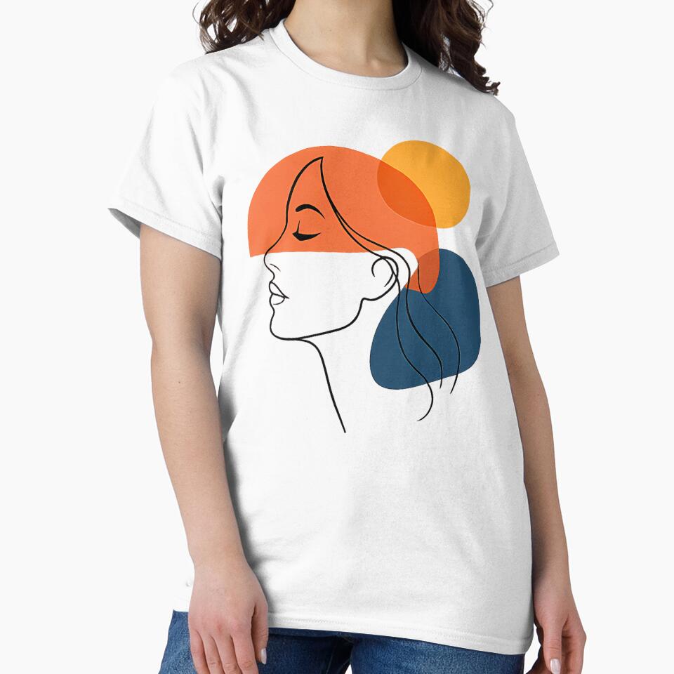 Minimalist Woman Face T-Shirt | Abstract Line Art Female Portrait Tee | Modern Art Gift by etuvibes