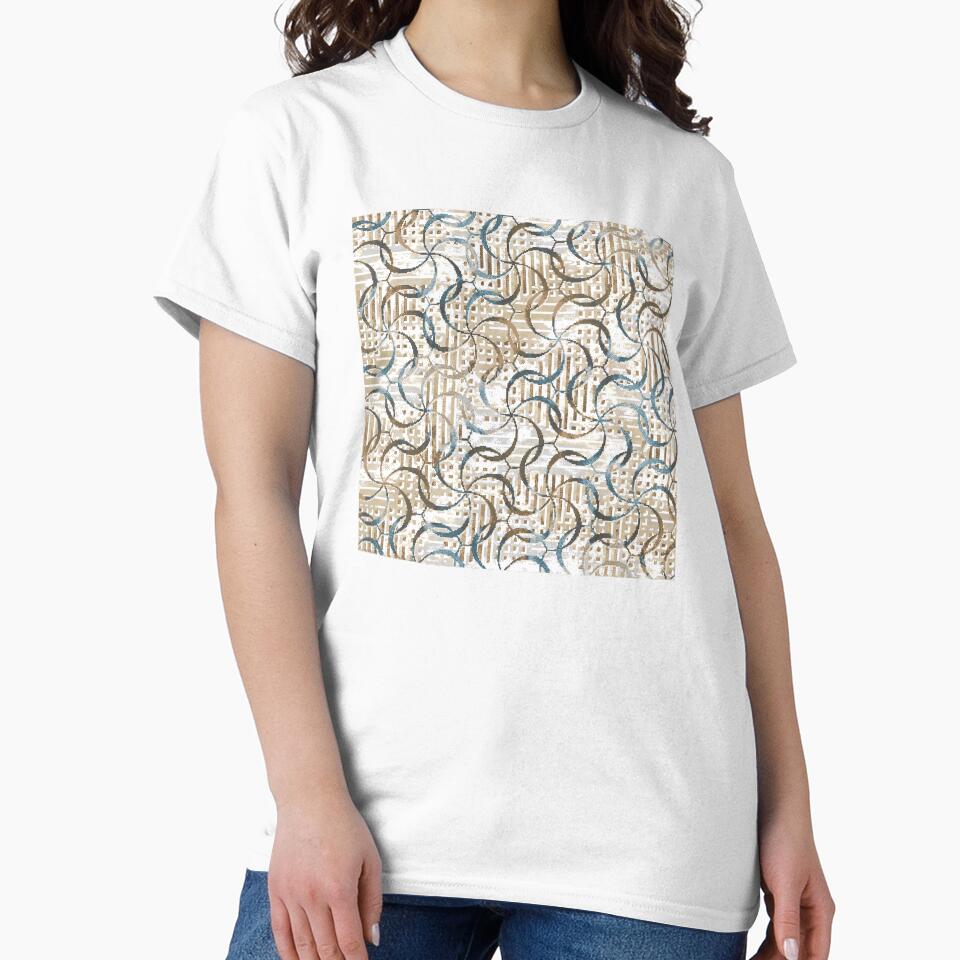 Geometric Abstract Swirl Pattern in Neutral Earth Tones by vividthreads99