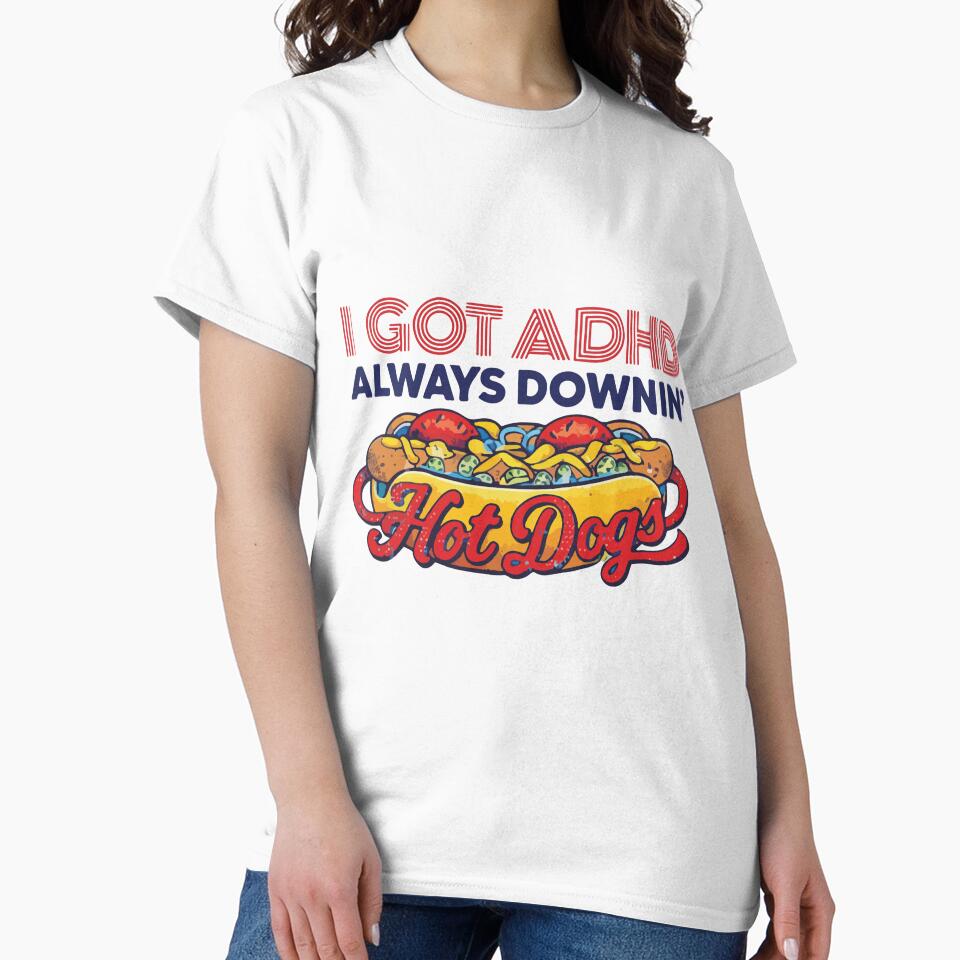 Always Downin Hot Dogs Funny Vintage Food Lover Retro Cartoon Design by kiralynstration Unisex , , , Long Sleeve Tee