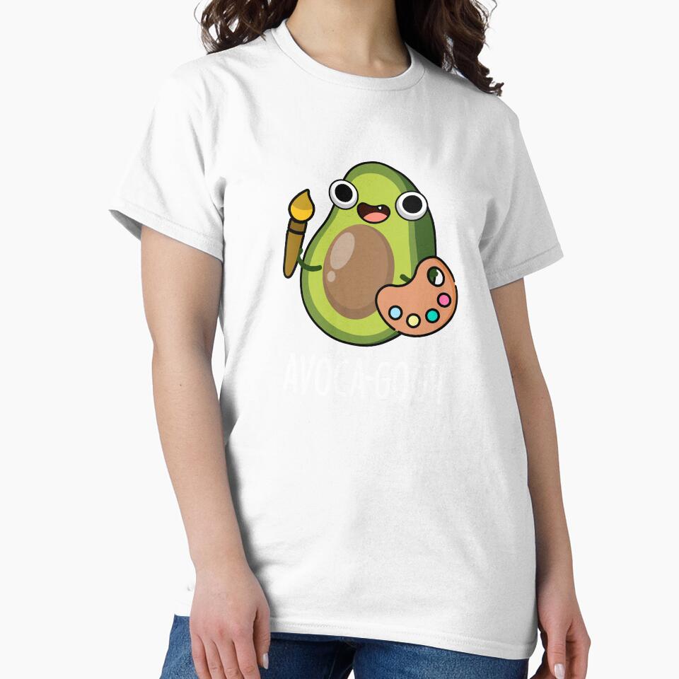 Avoca-gogh Funny Avocado Artist Pun (Dark BG) by punnybone Unisex , , , Long Sleeve Tee