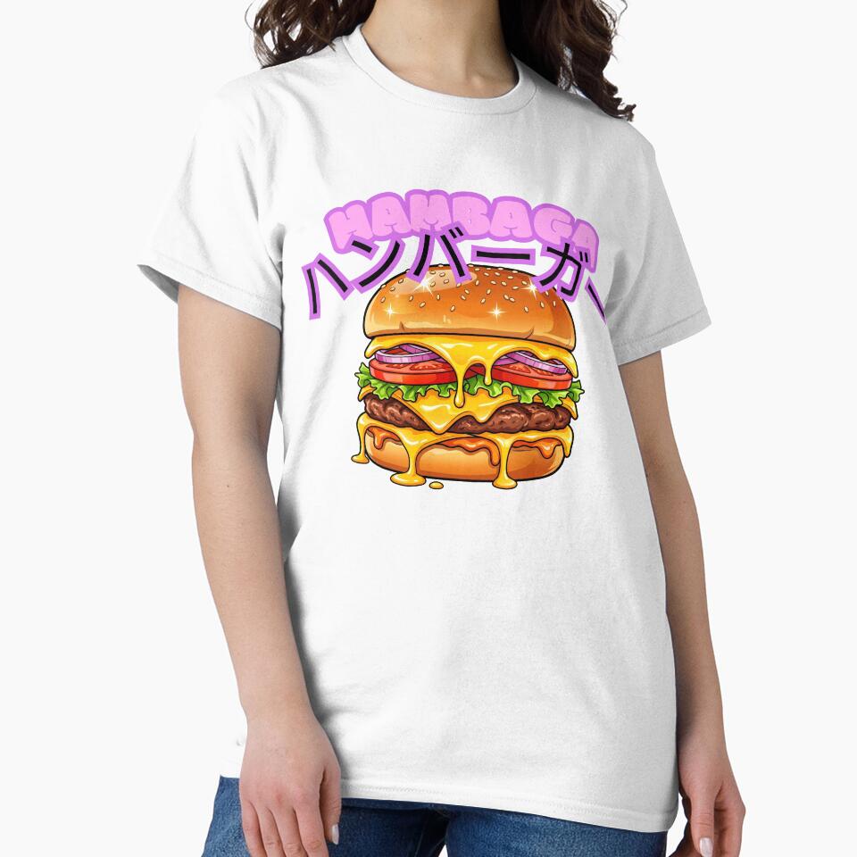Hambaga Japanese Hamburger Burger Anime Food by Shirt-Otakus Unisex , , , Long Sleeve Tee