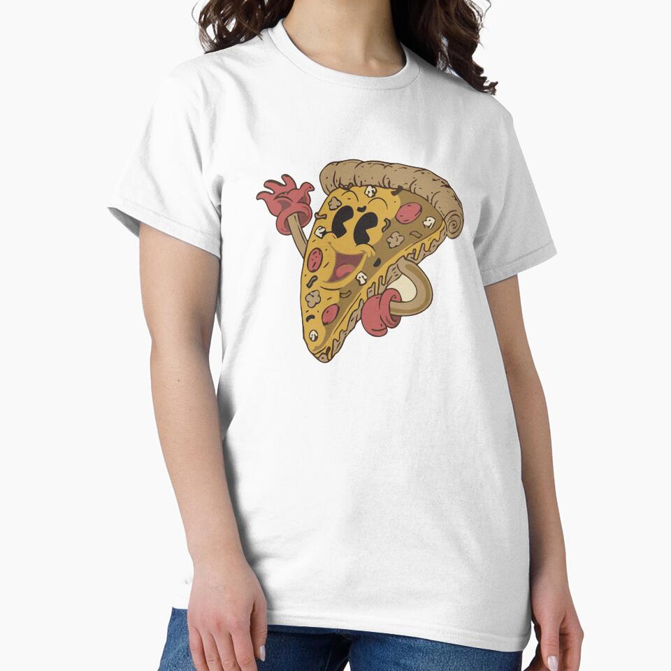 Retro Pizza Slice Mascot by The Qash Unisex , , , Long Sleeve Tee