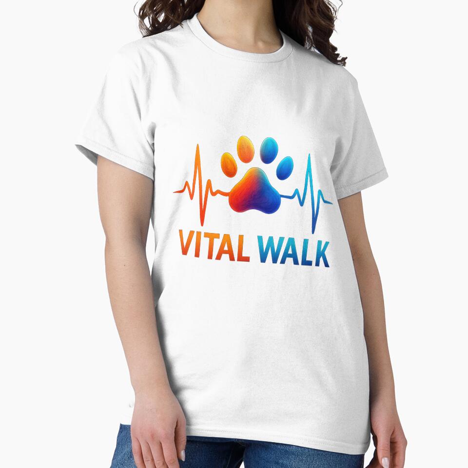 Vital Walk – Minimal Pet Fitness Badge Tee/ by TONSNAP Unisex , , , Long Sleeve Tee