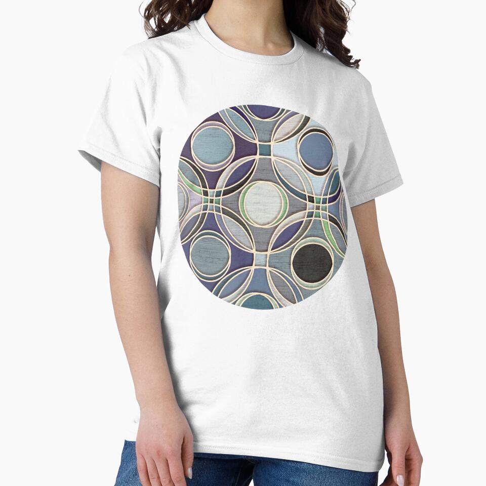 Textured Circles Geometric Abstract in Calm Cool Colors by micklyn