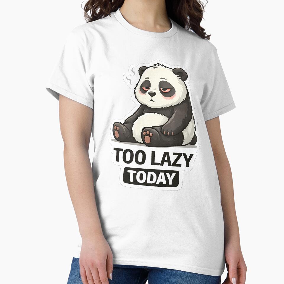 Too Lazy Today Panda Sticker | Funny Lazy Mood Cute Design by TheLazyVibe Unisex , , , Long Sleeve Tee