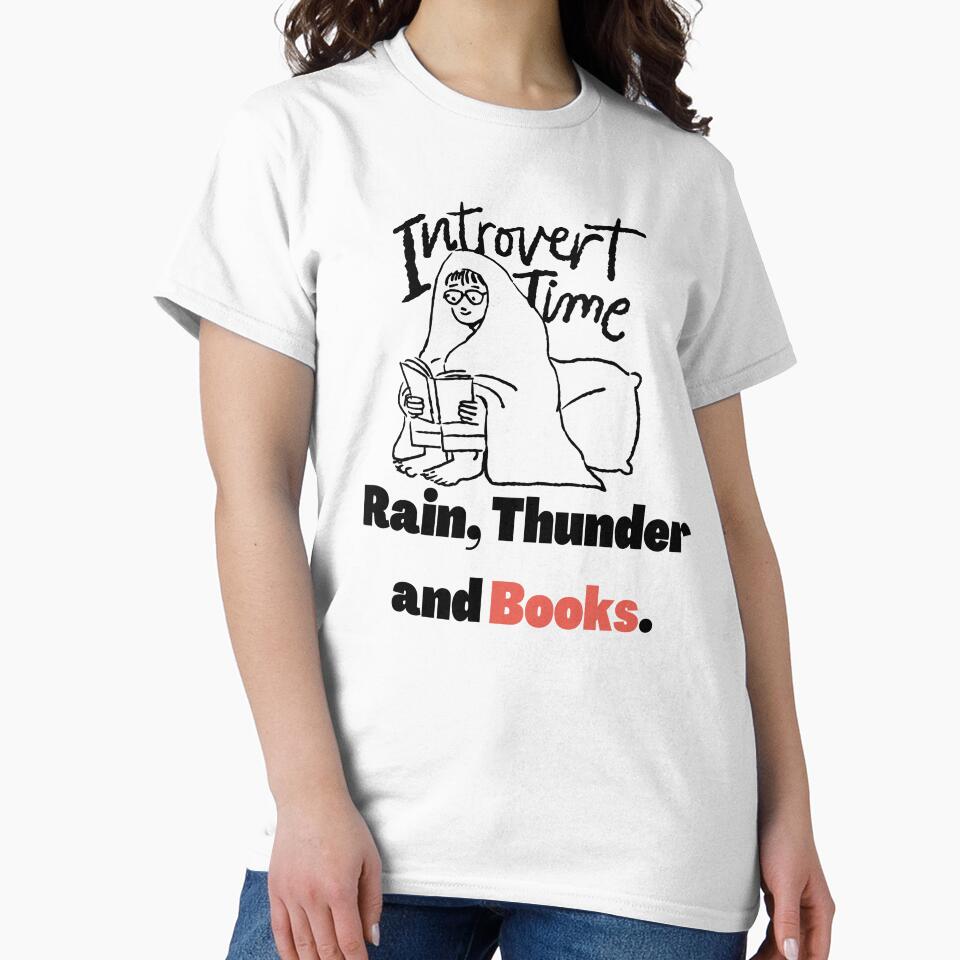 Introvert Time, Rain, Thunder and BOOKS. by TheMajesTee Unisex , , , Long Sleeve Tee