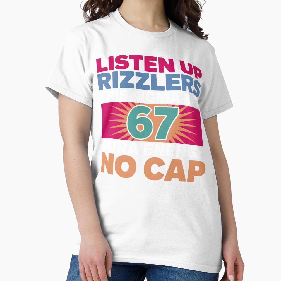 Listen Up Rizzlers This Sigma Has 67 Aura Energy Six Seven by BLZART Unisex , , , Long Sleeve Tee