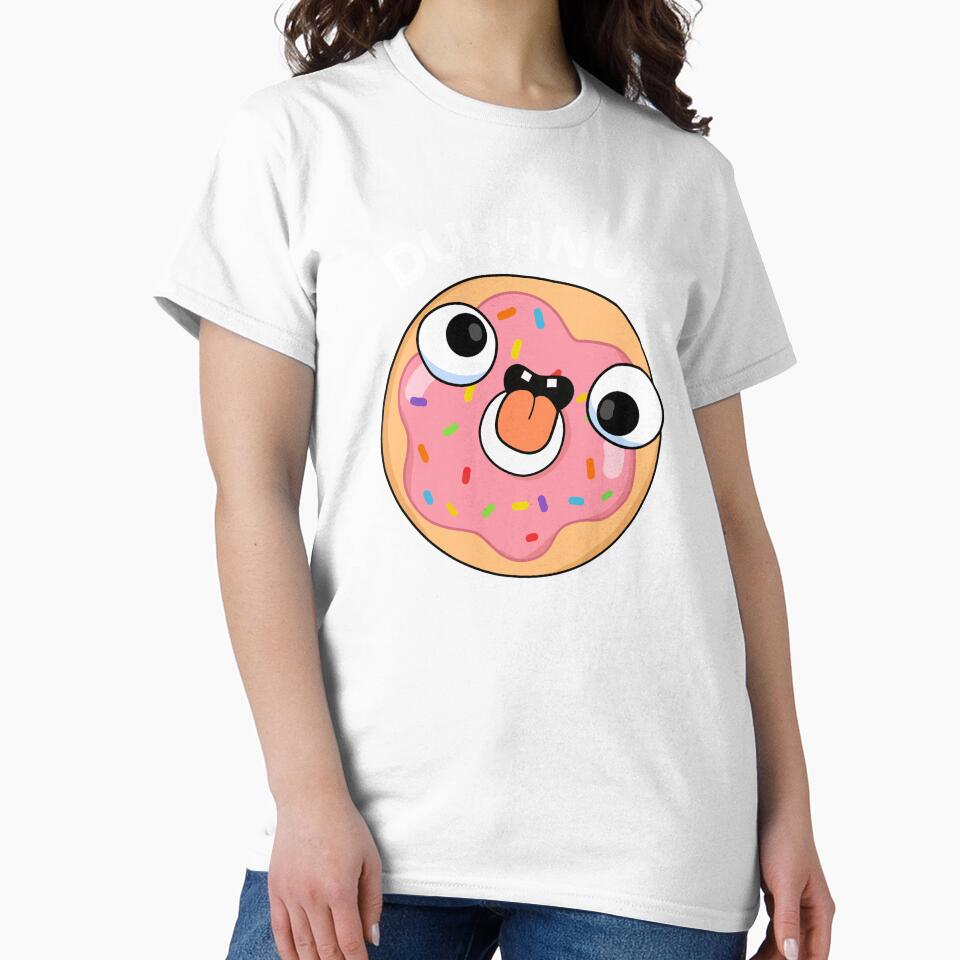 Duhh-nut Funny Silly Donut Pu(Dark BG) by punnybone Unisex , , , Long Sleeve Tee
