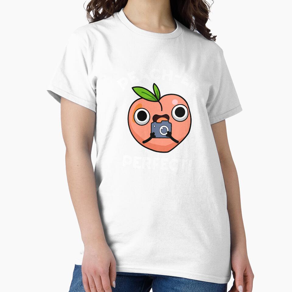 Peach-er Perfect Funny Peach Pun (Dark BG) by punnybone Unisex , , , Long Sleeve Tee