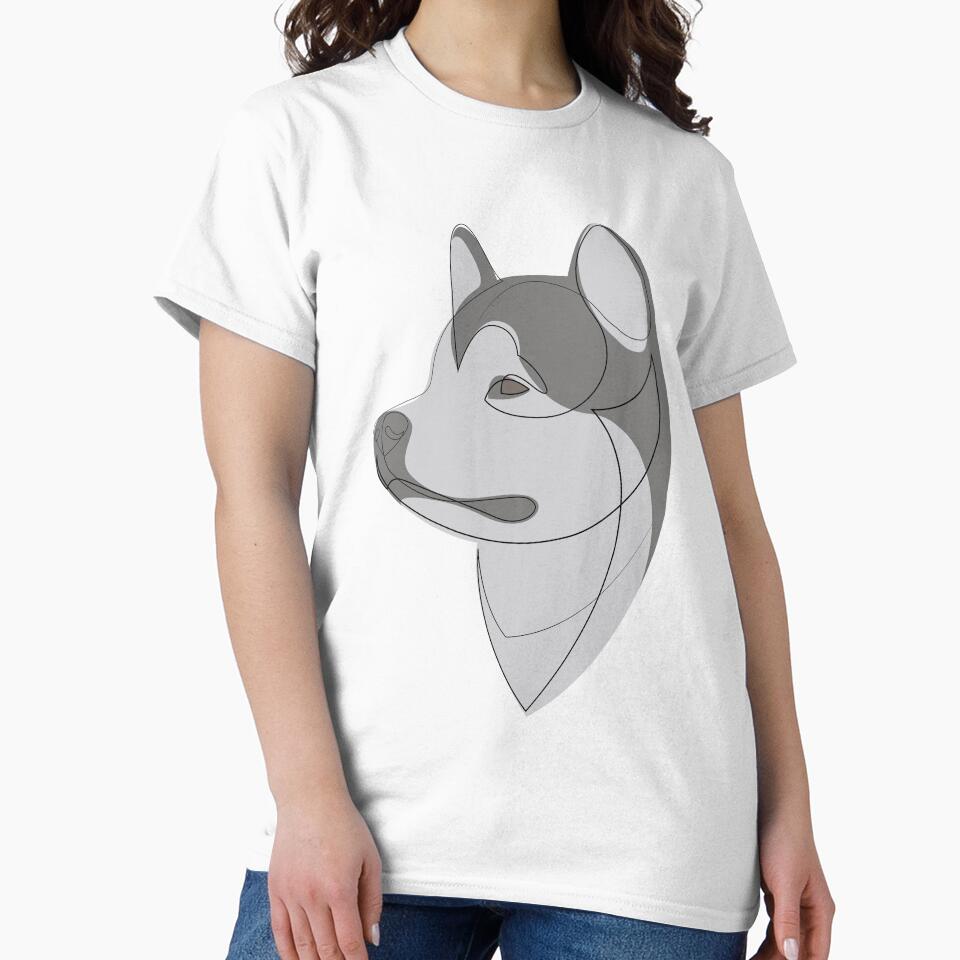 Alaskan Malamute - continuous line drawing by addillum