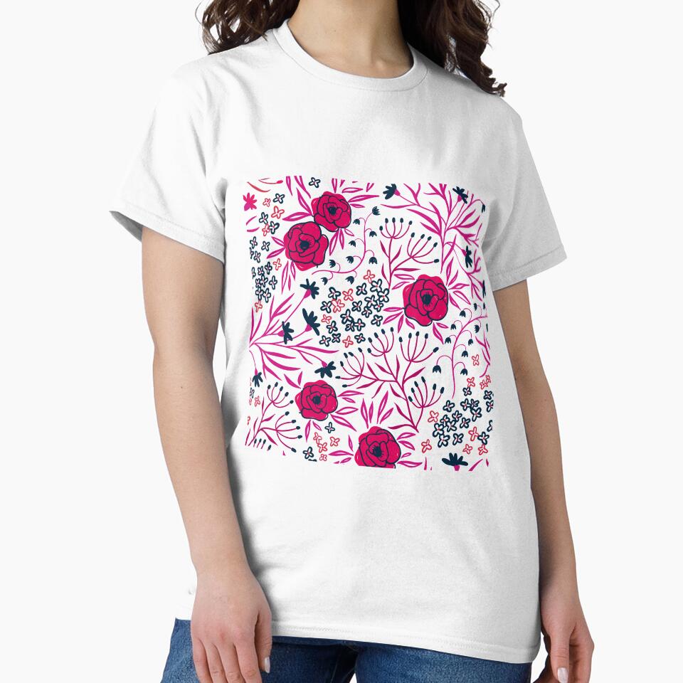 Beautiful Simple Pink Floral design aesthetic by Preety Padhiyar Unisex , , , Long Sleeve Tee