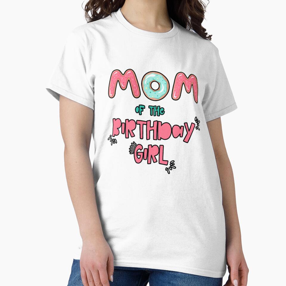Mom of the Birthday Family Donut theme by SwankyFine Unisex , , , Long Sleeve Tee