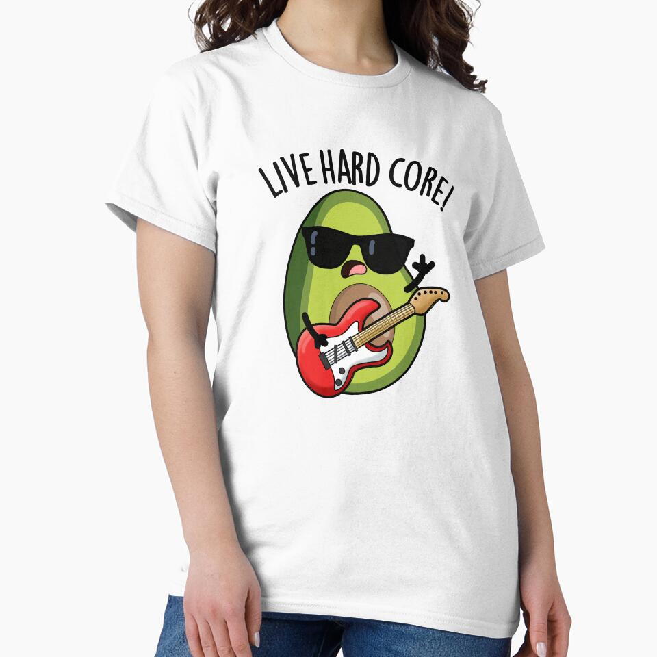 Live Hard Core Funny Avocado Rock Pun by punnybone Unisex , , , Long Sleeve Tee