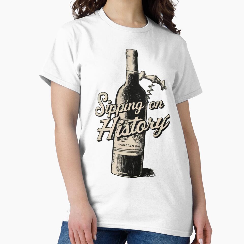Sipping On History by WineandWear Unisex , , , Long Sleeve Tee