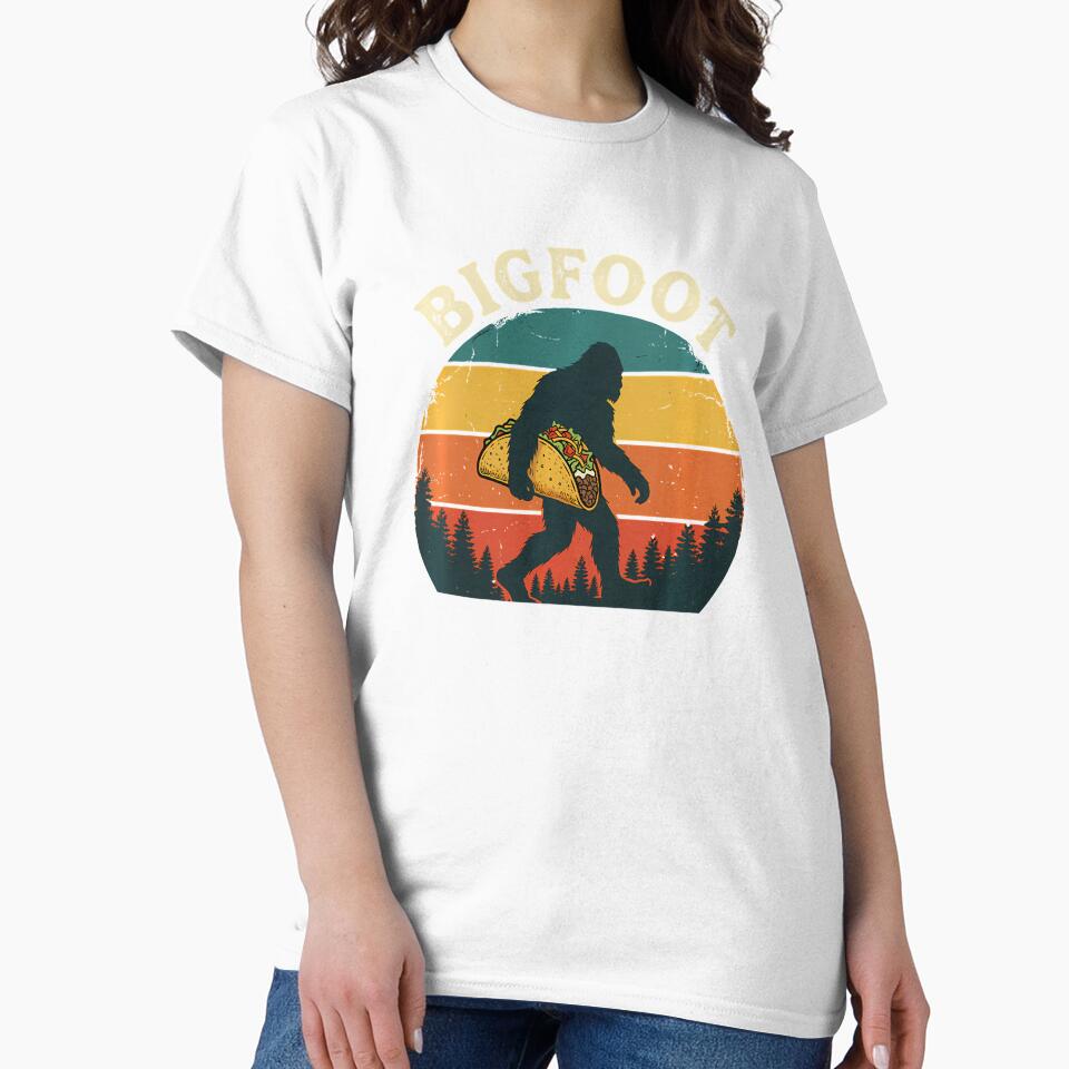 Bigfoot Taco Retro Sunset by irifine Unisex , , , Long Sleeve Tee