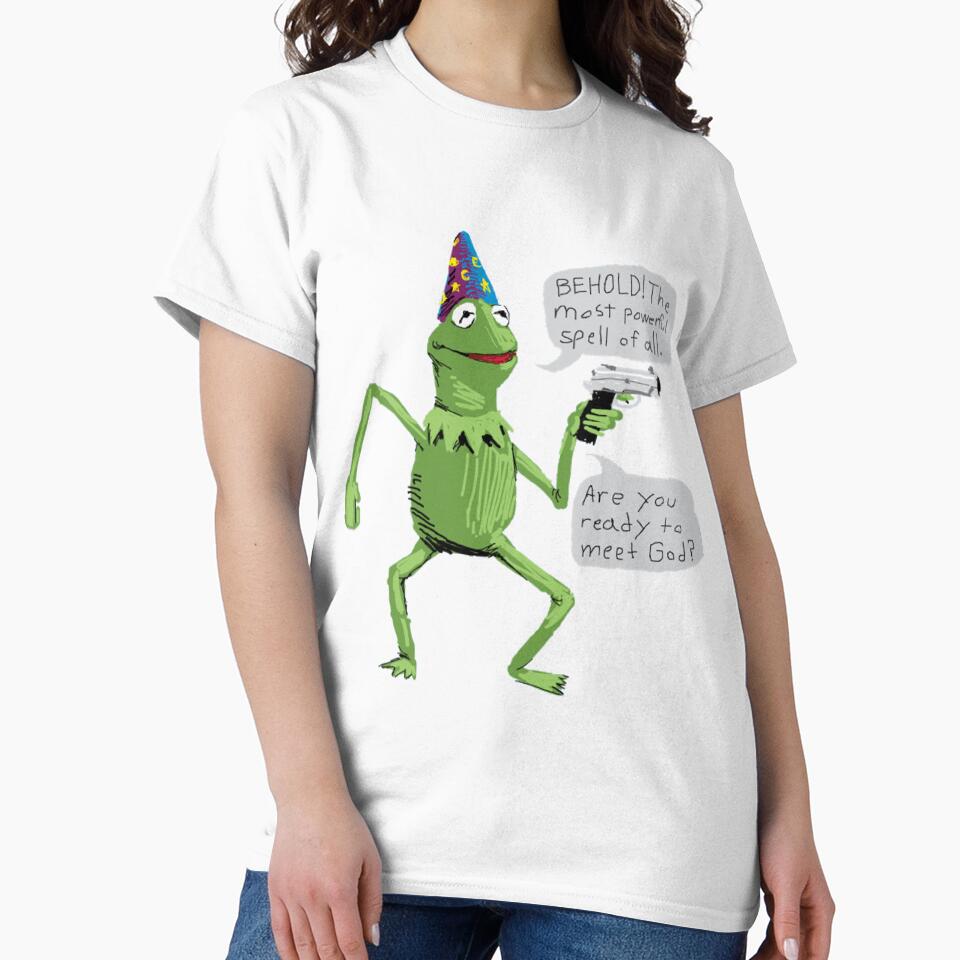 Wizard Kermit with Gun behold the most powerful spell of all. are you ready to meet god| Gift shirt by lucidama