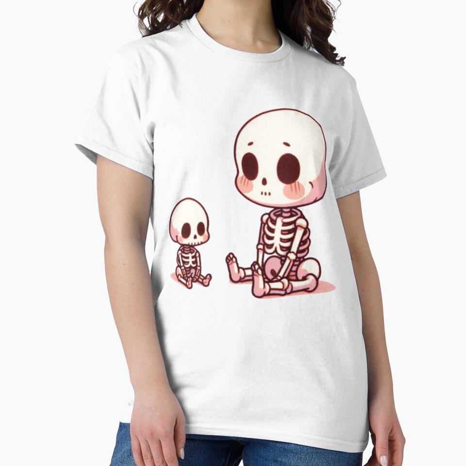 Chibi Skeletons Chilling by Lastsnoww Unisex , , , Long Sleeve Tee