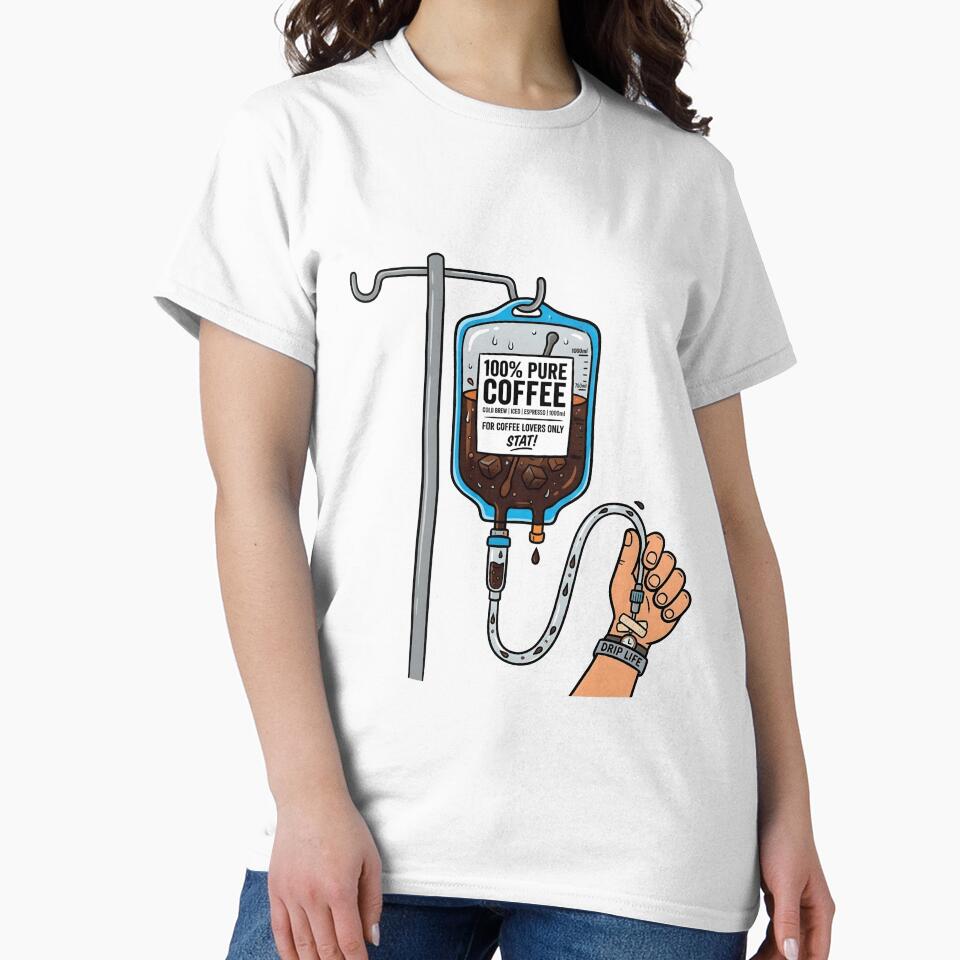 100% Pure Coffee - Funny IV Coffee Bag Medical Parody Design by WowDezign Unisex , , , Long Sleeve Tee