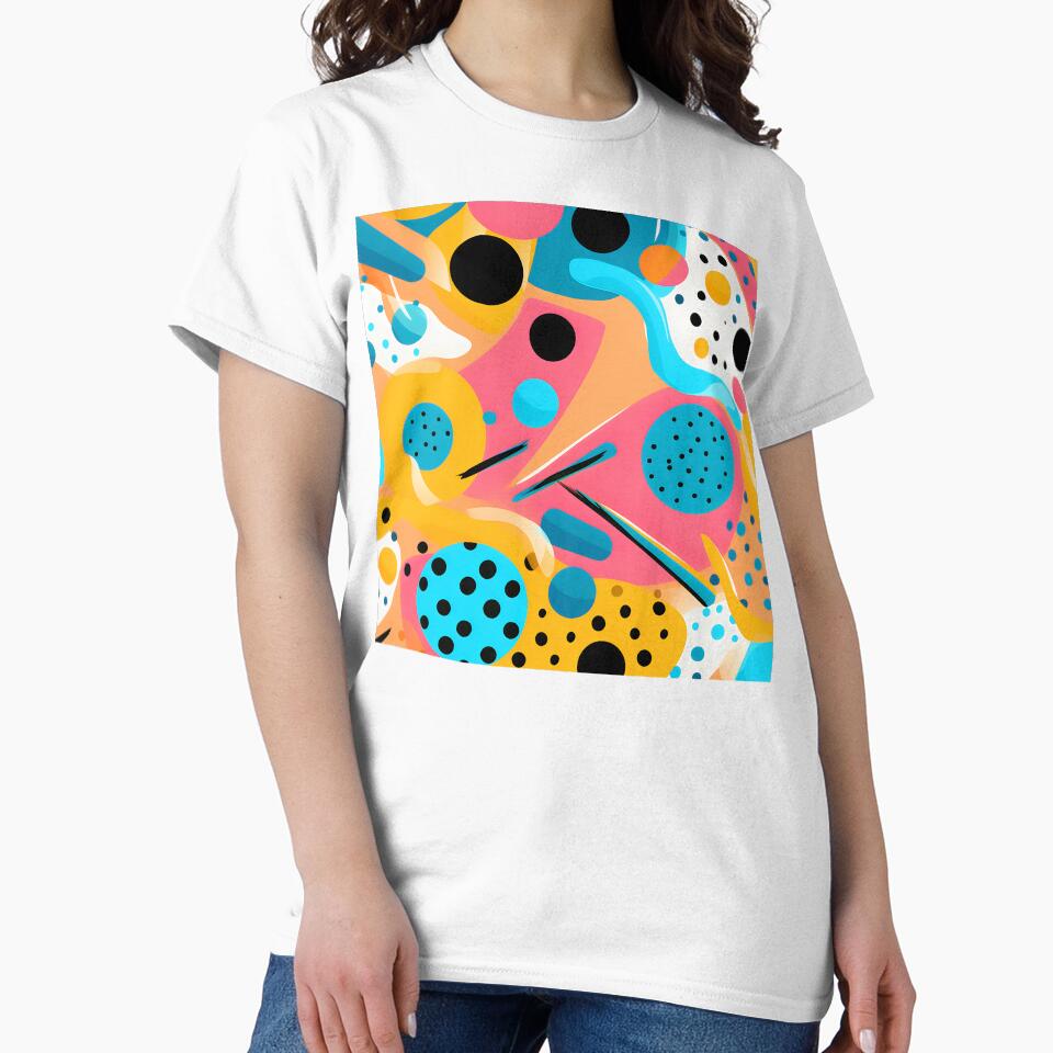 Pop Art Abstract Blue, Yellow And Pink Pattern by DEC02 Unisex , , , Long Sleeve Tee