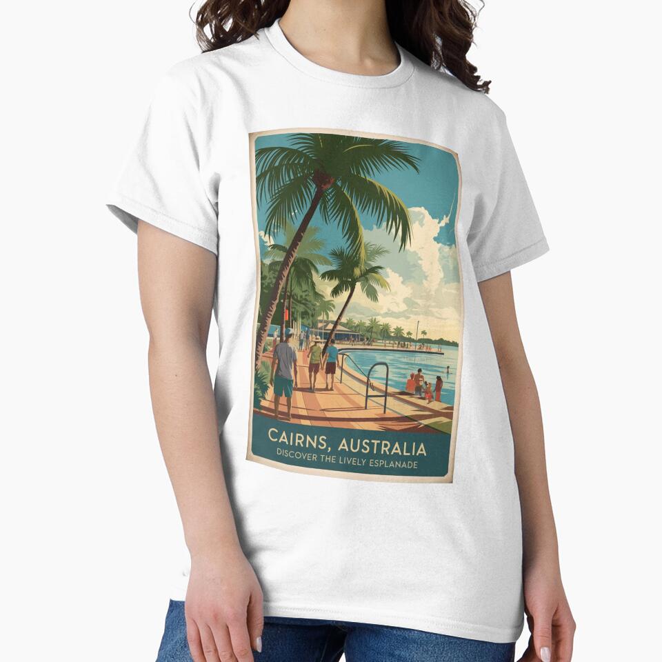 Cairns Vintage Travel Poster by TravelerRat Unisex , , , Long Sleeve Tee