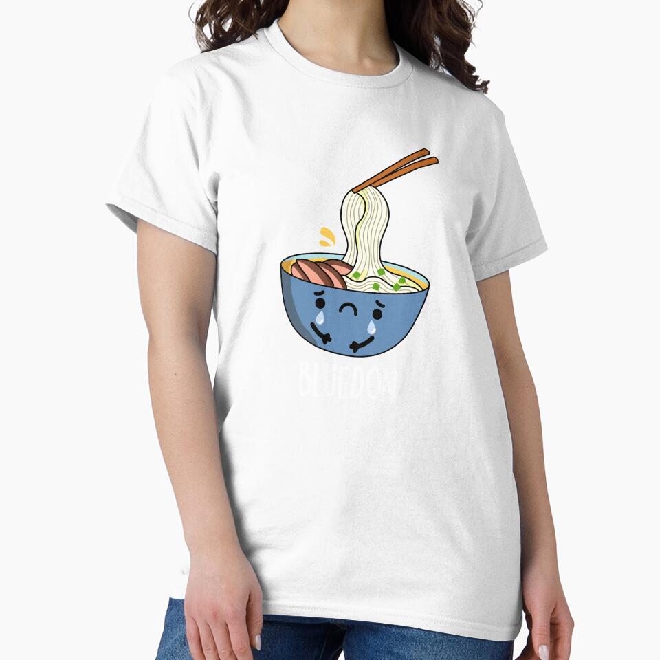 Blue-don Funny Udon Pun (Dark BG) by punnybone Unisex , , , Long Sleeve Tee