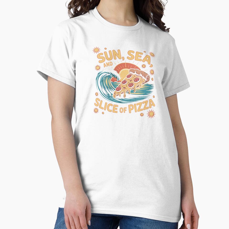Sun, Sea, and Slice of Pizza – Beach Vibes with a Cheesy Twist by teevoxx Unisex , , , Long Sleeve Tee