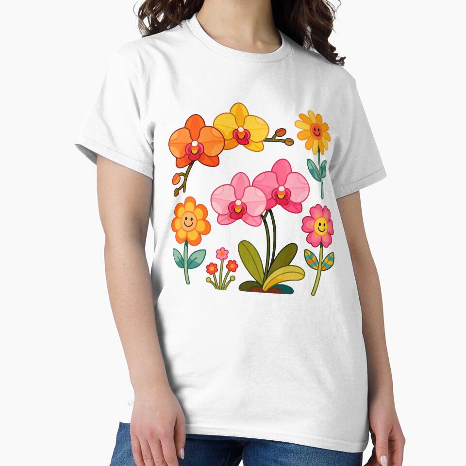 Orchids Retro by Arty Art Unisex , , , Long Sleeve Tee
