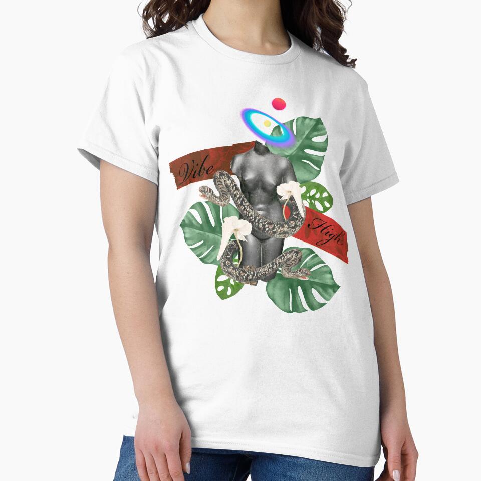 Vibe high Greek  stone and nature with snakes and trippy flower by VantaTheArtist