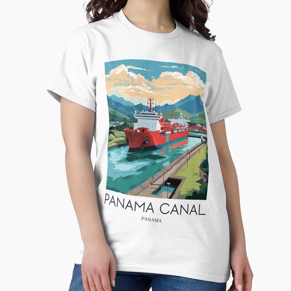 A Pop Art Travel Print of the Panama Canal - Panama by StudioRedKoala Unisex , , , Long Sleeve Tee