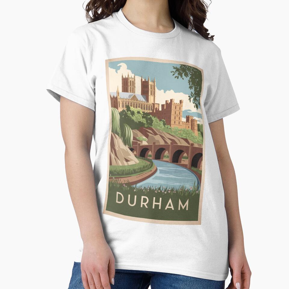 Durham Vintage Travel Poster by TravelerRat Unisex , , , Long Sleeve Tee