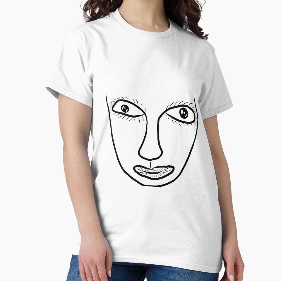 Minimalist Face Line Art Drawing by artist709