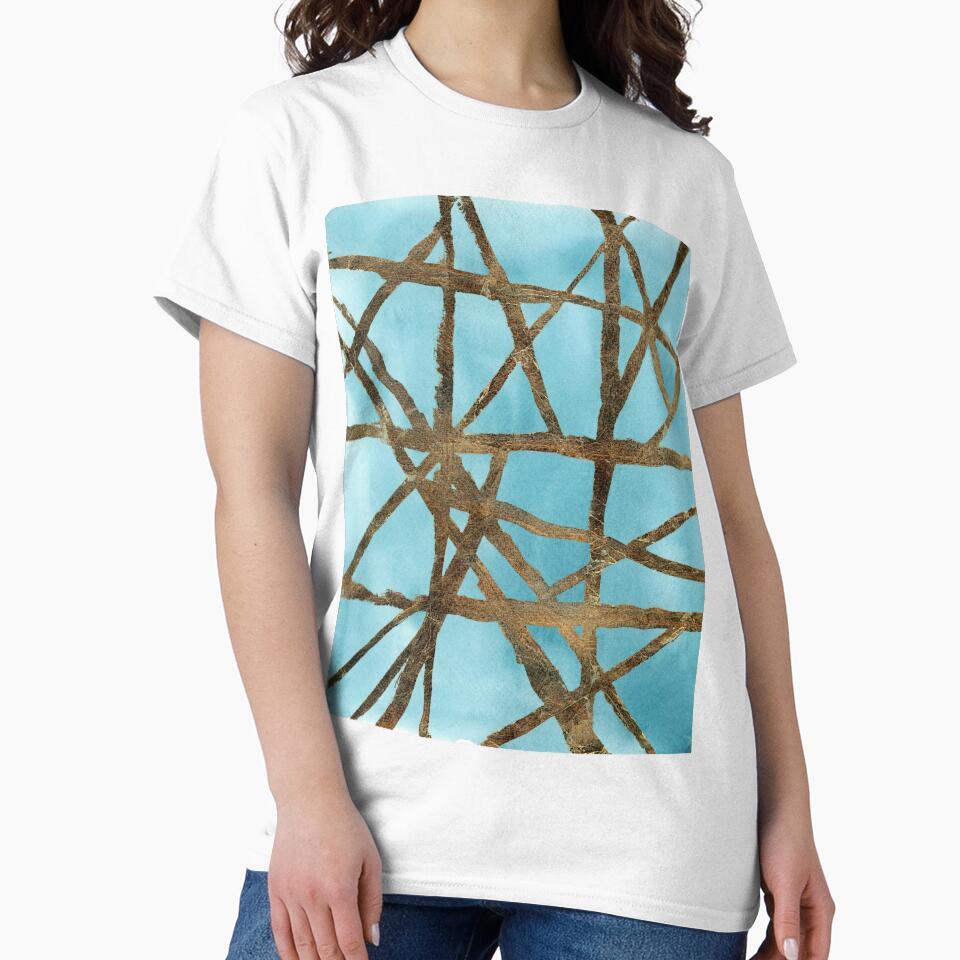 Aqua & Gold Mid Century Lines by LisaGolightly