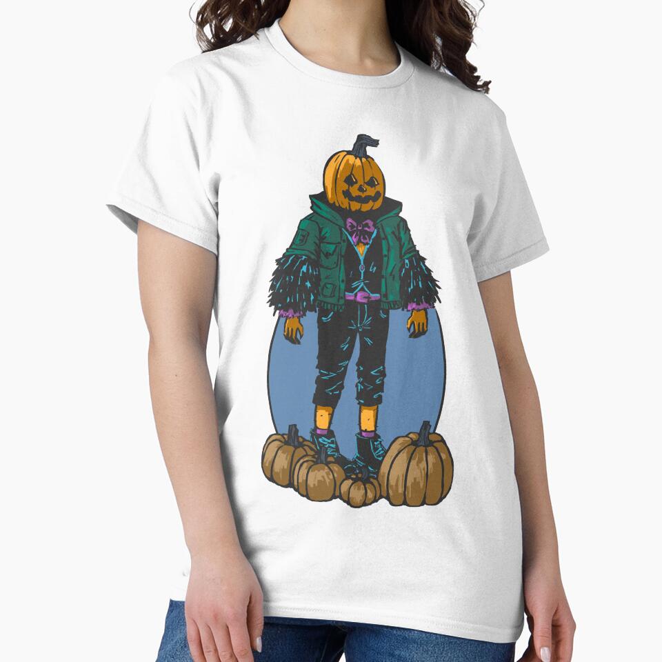 Stylish scarecrow with pumpkins by MadArtist123 Unisex , , , Long Sleeve Tee