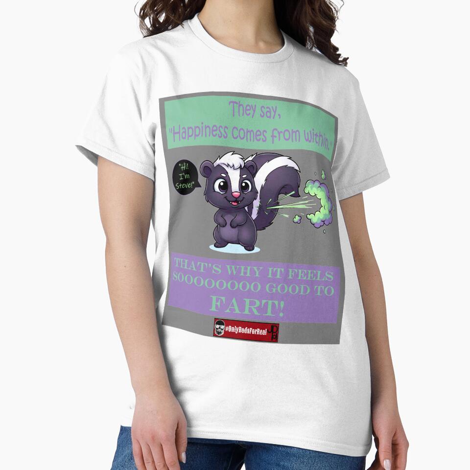 Farting Skunk (Gray) *More Colors Available in Collection by OnlyDadsForReal Unisex , , , Long Sleeve Tee