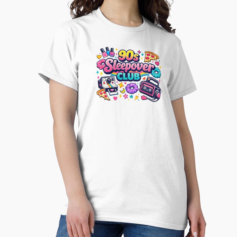 90s Sleepover Club Shirt – Lip Gloss, Scrunchies & Mall Girl Energy | Cute Retro 1990s Girl Nostalgia Tee by MEMORY-LN-Tees