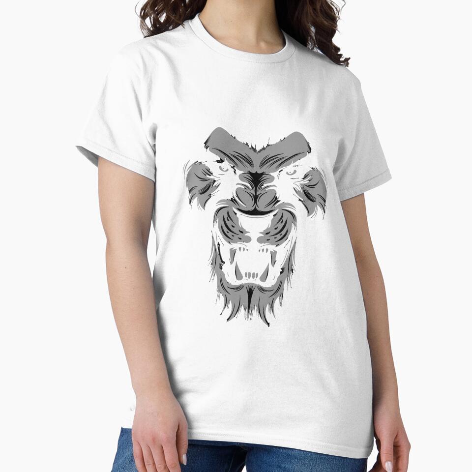 Lion , Unisex , Men's Graphic Tee, Print Shirt, American Apparel, Crew Neck, Gift for Dad, Gift for Men, Black by Mounir Ameur Ali