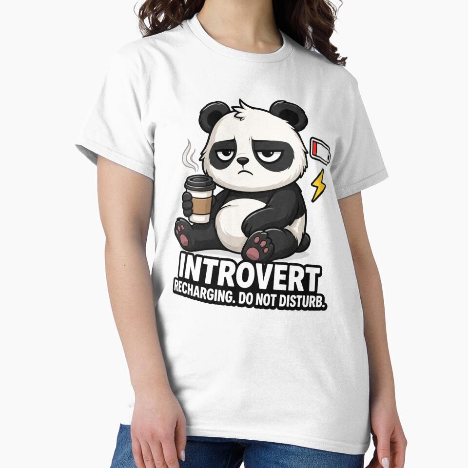 Introvert Panda – Recharging Do Not Disturb Funny Antisocial Tee by Socially Tired Club