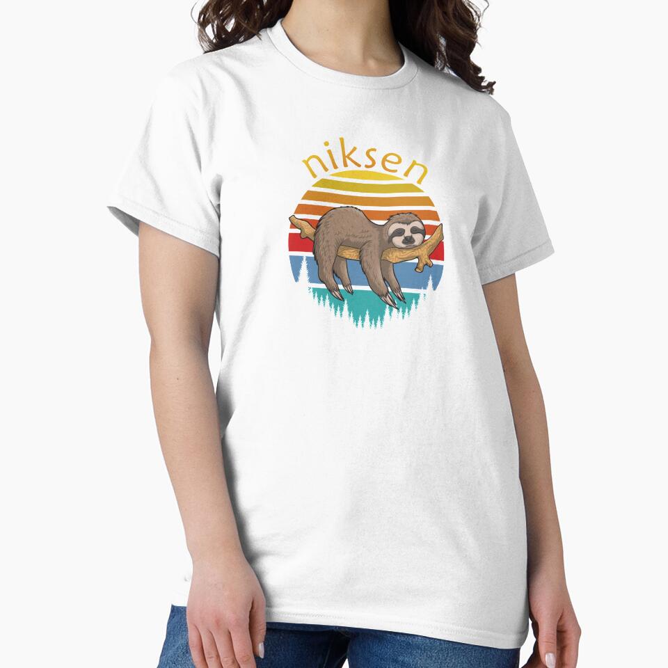 Niksen Dutch Concept Of Doing Nothing - Retro Sunset Sloth by phoxydesign Unisex , , , Long Sleeve Tee