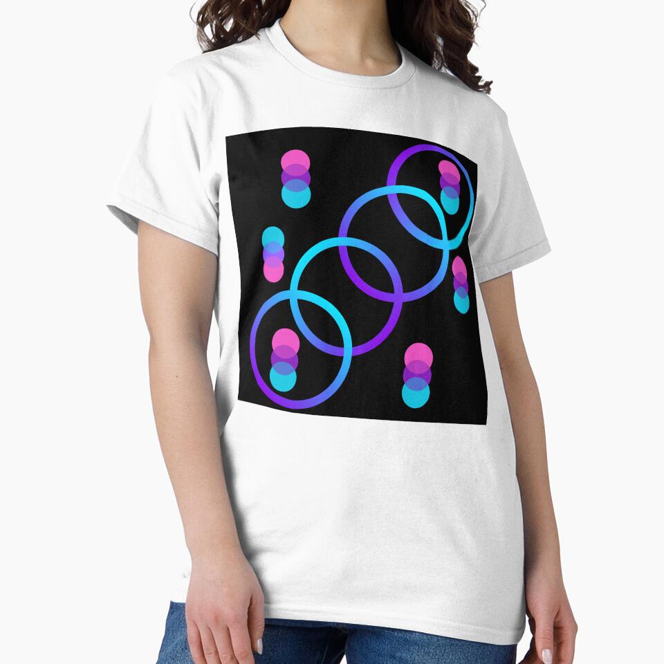 Overlapping Purple, Pink, and Turquoise Circles on Black – Modern Abstract Dot Pattern by Cultradesign
