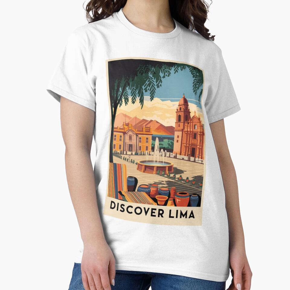 Lima Vintage Travel Poster by TravelerRat Unisex , , , Long Sleeve Tee