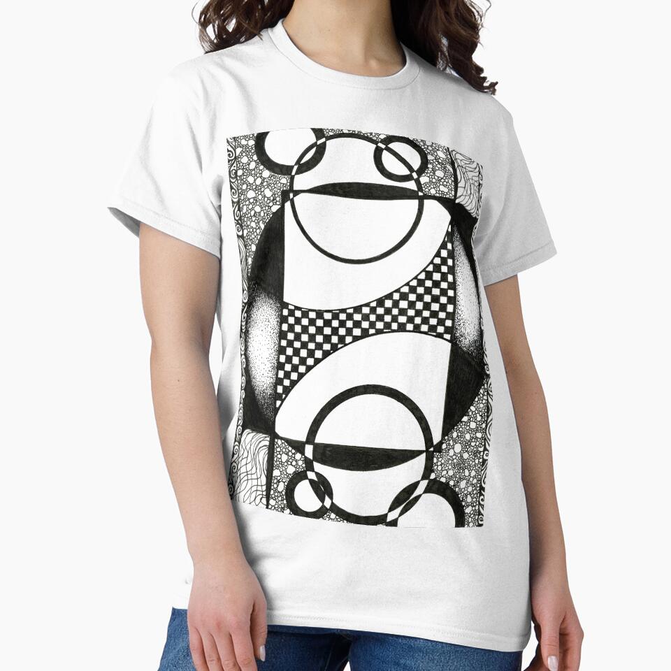 Theoretical – Abstract Ink Drawing with Circles, Checkerboard & Patterns by DanielleJScott.com