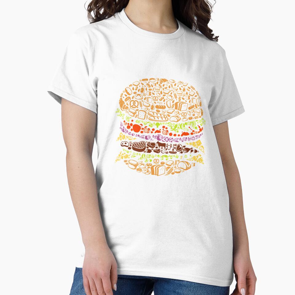 Burger Pattern by VibrantGifts Unisex , , , Long Sleeve Tee