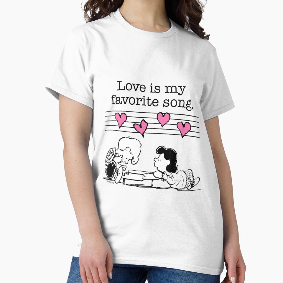 Peanuts Love Is My Favorite Song – Cute Piano Romance Illustration by donadomayle7 Unisex , , , Long Sleeve Tee