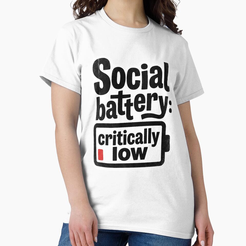 Social battery. Critically low. by Supr Rare Unisex , , , Long Sleeve Tee