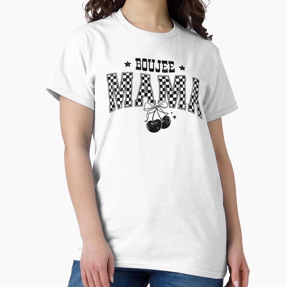 Boujee Mama Retro Checkerboard by krystalRomanart Unisex , , , Long Sleeve Tee