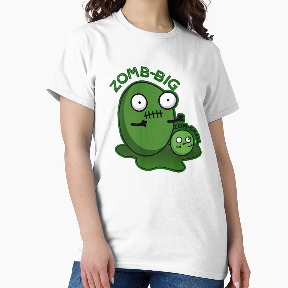 Zom-big Zom-small Funny Halloween Zombie Pun (Dark BG) by punnybone Unisex , , , Long Sleeve Tee